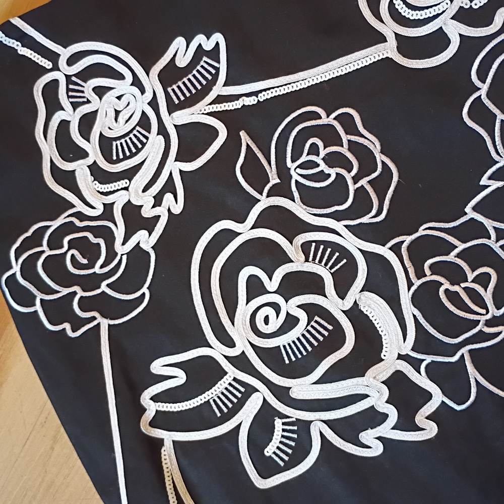 White House Black Market Embroidered Black Pencil - Picture 3 of 7